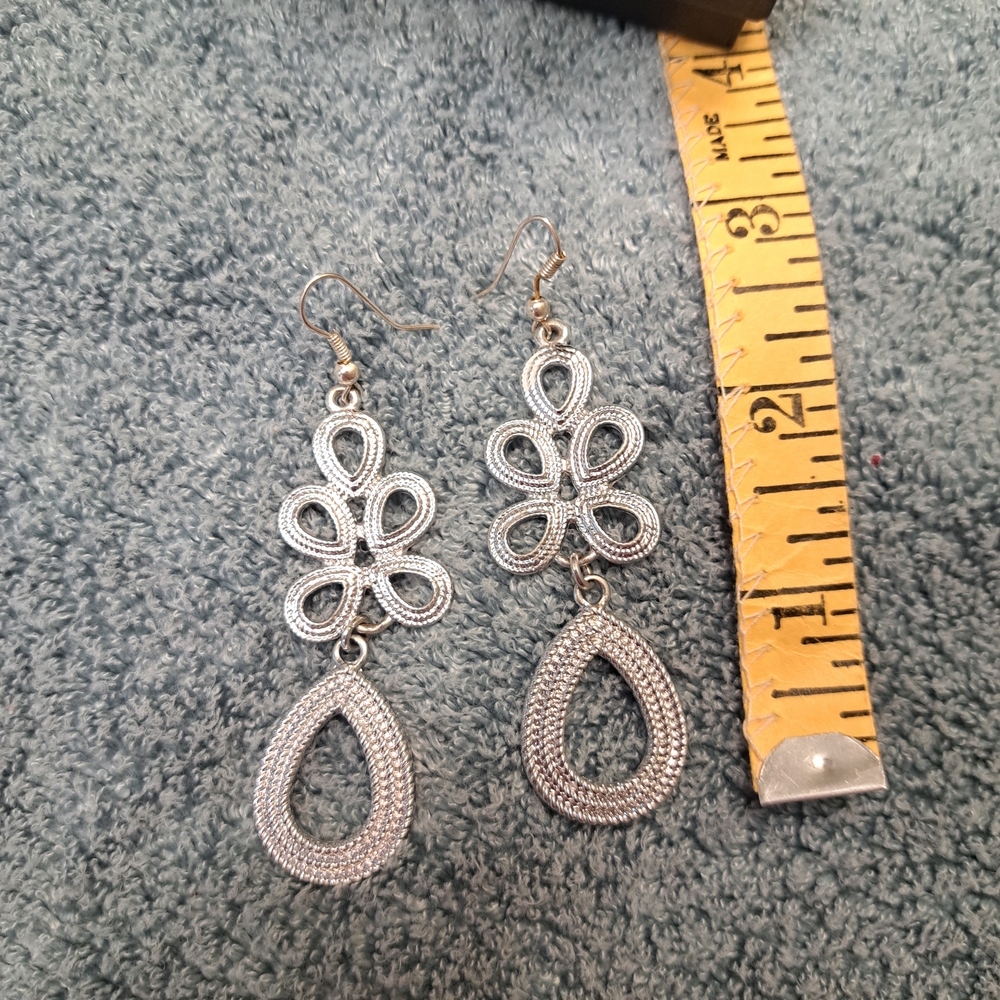 Intricate Silver Teardrop Earrings